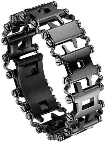 MUXICU Bracelet multifonction 29 en 1 en acier inoxydable, bracelet de montre, outil de camping en plein air, survie en milieu sauvage, outil de vélo