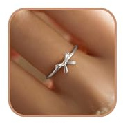 KIFUTENG 925 Sterling Silver Bow Rings for Women Girls Mother Daughter Friendship Knot Ring Dainty 14K Gold Plated Bowknot Ring Promise Rings for Her Birthday Christmas Gifts for Daughter (Silver, 6)