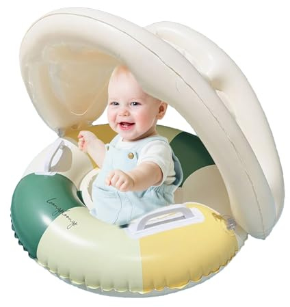 Flotador con toldo, flotador de natación para bebé, flotador inflable plegable con toldo solar, asiento inflable de anillo de natación de seguridad, juguetes flotantes, asiento de seguridad portátil