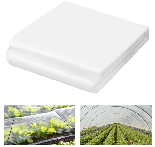 3.6 x 8M Clear Polythene Sheeting, Heavy Duty Plastic Greenhouse Cover | Large Garden Grow Polythene Cover Sheets, for Farms Gardening Insulation Painting Building Rubble Floor