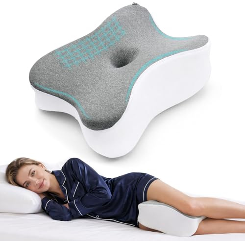 Ecofocet Almohada Piernas Dormir,Almohada para Dormir de Lado,Cojin piernas Dormir,Cojín de Rodilla,de Espuma Viscoelástica, para Piernas,Rodillas,Caderas,Espalda y Embarazo