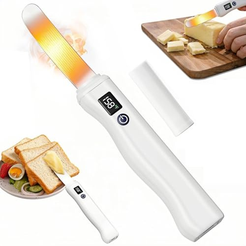 Cuchillo De Mantequilla Calentado Eléctrico, Esparcidor De Mantequilla Con Pantalla LED Y 2 Niveles De Calor 131°F Y 158°F, Recargable USB, Para Cocina Restaurante Picnic Y Fiesta