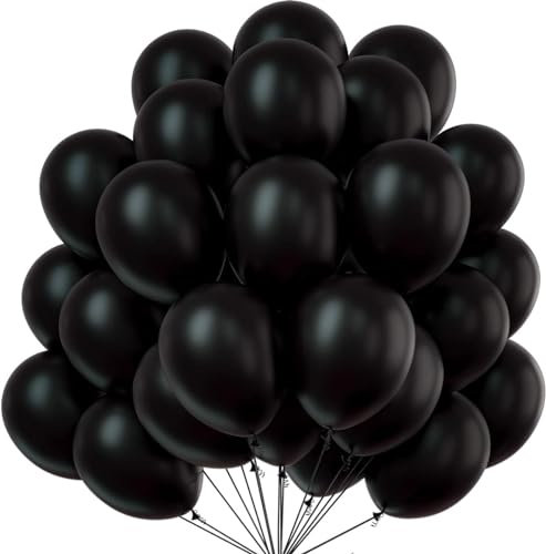 50x Luftballons schwarz - Ø 35 cm für Geburtstag & Hochzeit & Party & Kindergeburtstag - Luft & Helium als Dekoration