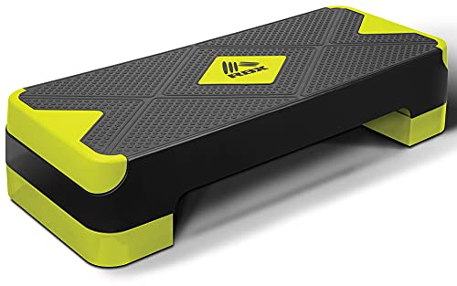 RBX Aerobic Step Platform with Non-Slip Textured Surface -2-Level Adjustable Steppers for Exercise, Compact, Lightweight, Easy-To-Store Exercise Step & Fitness Step Bench