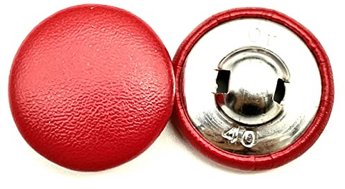 Lmlliang 10PC Red Leather Covered Sewing Buttons with Metal Shank,Leather Buttons for Clothes,Dress,Suits,DIY Projects,Sewing Accessories 25mm
