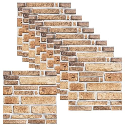 10 Stück 3D Wandpaneele Selbstklebend Tapeten,Selbstklebende Tapete Steinoptik 3d Steintapete Selbstklebend Steintapete Wandaufkleber 3D Tapete für Möbel Wandtür Wasserdicht PVC Tapete Steinoptik