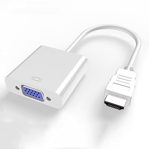 Xingdianfu Adaptador HDMI a VGA compatible con 1080P HDMI a VGA para ordenador, portátil, PC, monitor, HDTV (blanco)