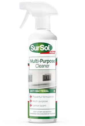SurSol Active - Anti-bacterial Multi-Purpose Cleaner, Disinfectant and Sanitiser | Multi Surface Kitchen, Bathroom, Floors | Fresh Lemon Scent - 500ml