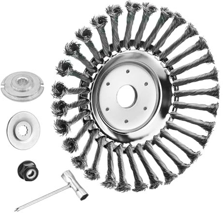 Viabrico 10 Inch Unbreakable Wired Trimmer Blade, Steel Wire Cutter Trimmer Head, Wire Rotary Brush Weed Trimmer Head, Weed Eater Head with Adapter Kit for Moss Grass Rust Removal