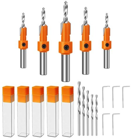 10 Piezas Juego de Brocas Avellanadas para Madera, HSS Brocas Fresadas de Chaflán 8 mm para Carpintería, Plástico y Agujeros Perforación