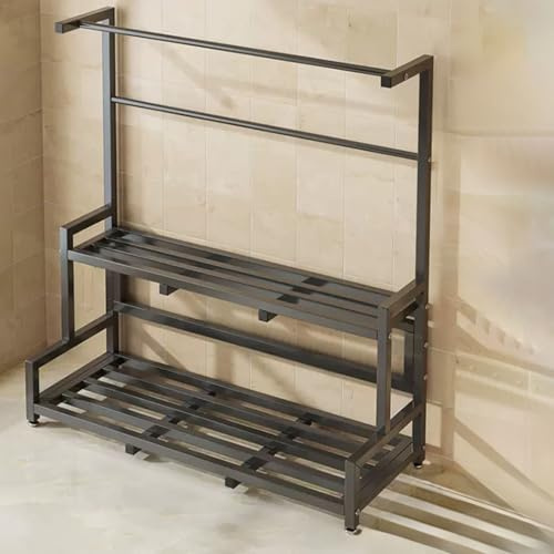 Snaweo Metal Plant Stand, 2 Tier Hanging Plant Shelf, Stair Style Flower Pot Holder, Indoor Outdoor Flower Stand, for Patio, Balcony, Flower Shop(31.5/80cm)