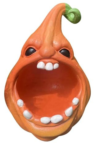 Stockage de collations à la citrouille, conteneurs de citrouille d'Halloween - Boîte à bonbons en forme en résine - Boîtes à bonbons pour tours ou friandises, Statue de citrouille d'hall