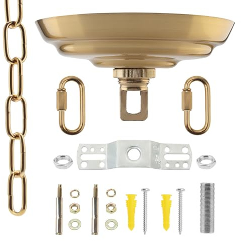 RTNLIT 5 Light Fixture Canopy Kit with 3.2ft Chain, Swag Light Mounting Bracket for Pendant Lights & Chandeliers, Supports 50lb, Includes Installation Hardware(Bronze)