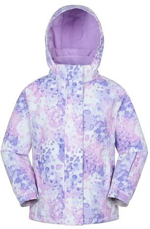Mountain Warehouse Snowdrop Printed Kids Ski Jacket - Waterproof, Integrated Snowskirt, Detachable Hood, Adjustable Cuffs -Best for Snowboarding, Winter Sports Pink Kids Size 9-10 Years