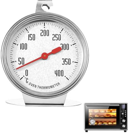 Termometro da forno per forno, termometro per fornelli elettrici, termometri da forno, termometro da forno interno, campo di misurazione da 0 °C a 400 °C, in acciaio inox, con quadrante grande per