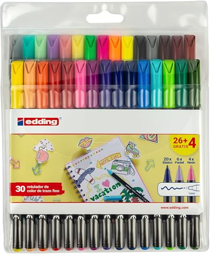 Edding 4-1200-30 - Pack Rotuladores 1200 26+4 - Colores Clasicos/Neon/Pastel