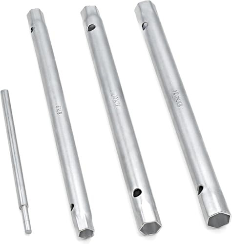 4 STK Rohrsteckschlüsselsatz, Rohrsteckschlüssel Set, Rohrschlüssel, Doppelsteckschlüssel für Installation Reparatur Spüle Wasserhahn Waschbecken Schlüssel(8x9mm, 10x11mm, 12x13mm), inkl. 1 x Dorn
