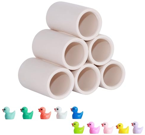 MC MEICHUANG 6-Tube Ceramic Aquarium Shrimp Shelter, Breeding Hiding Tubes & Spawning Cave for Small Fish, Freshwater Saltwater Tank Decor with 10 Duck Accessories (6-Tube)