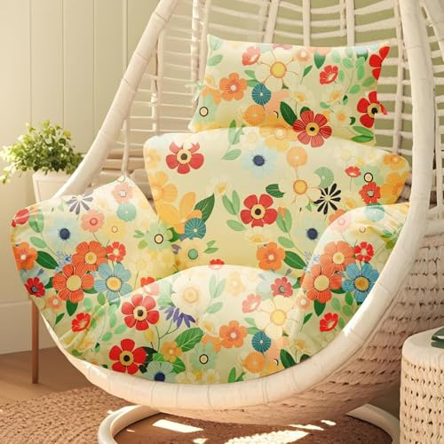 joomie Coussin de rechange imperméable de rechange pour balancelle en rotin avec coussin d'appui-tête, pour intérieur et extérieur, motif marguerite - 119 x 79 x 13 cm