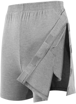 Landofgenie Shorts Unisex à Scratch – Idéales pour la récupération Post-opératoire, l'entraînement et Le Sport – Pratiques avec Poches, Gris XL