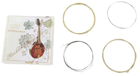 VGEBY Mandolinsträngset, Bronslindat Rostfritt Stål Silver Gyllene Färg Långvarig Varm Ljus Ton, med Premiumkvalitetstråd, för Mandolinälskare