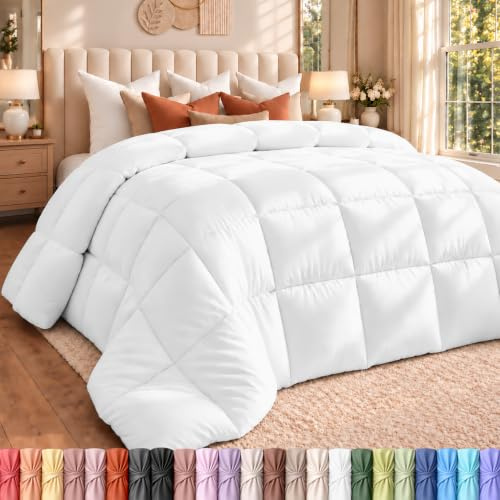 Utopia Bedding Comforter Duvet Insert - Quilted Comforter with Corner Tabs - Box Stitched Down Alternative Comforter (Full, White)