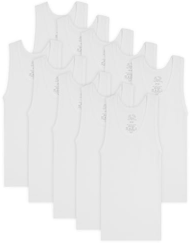 Fruit of the Loom Boys' Cotton Tank Top Undershirt (Multipack) Underwear, Toddler-10 Pack-White, 4-5 Years (Pack of 10)