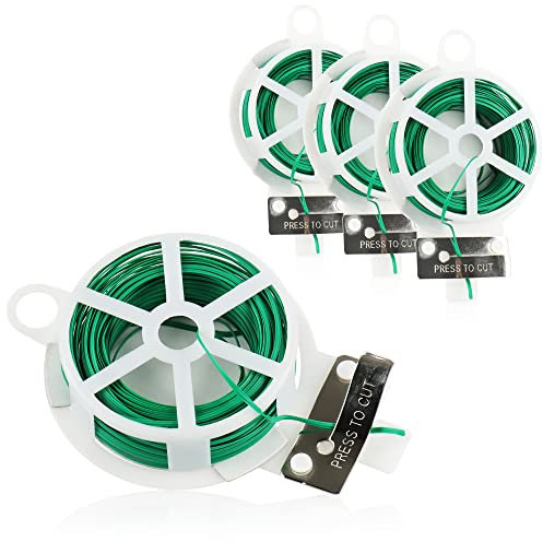 com-four® 80 Meter Bindedraht - Kunststoffummantelter Draht in grün - Gartendraht mit Abschneidevorrichtung für Garten- und Hausarbeit (04x 20m)