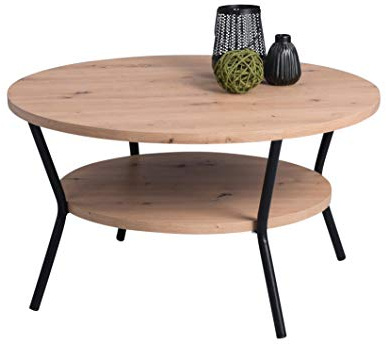 M2 Kollektion Aurora Couchtisch, Holzwerkstoff, Artisaneiche, Durchmesser 80cm, Höhe 45cm