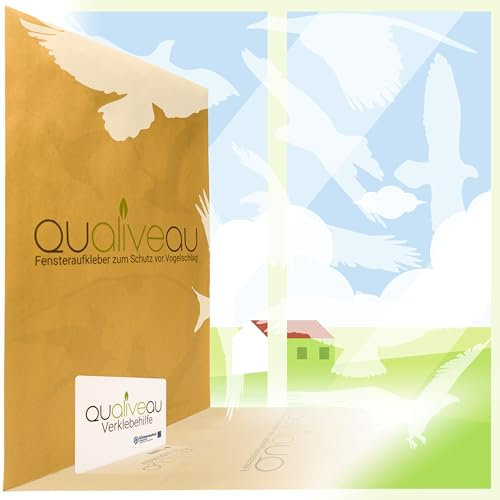 Qualiveau® 40cm Große Aufkleber zum Schutz vor Vogelschlag | Komplettset mit Rakel (Milchglas)