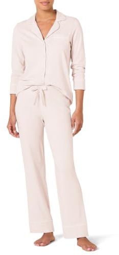 Amazon Essentials Pigiama da donna in modal di cotone con camicia a maniche lunghe e pantaloni lunghi, rosa pallido, M