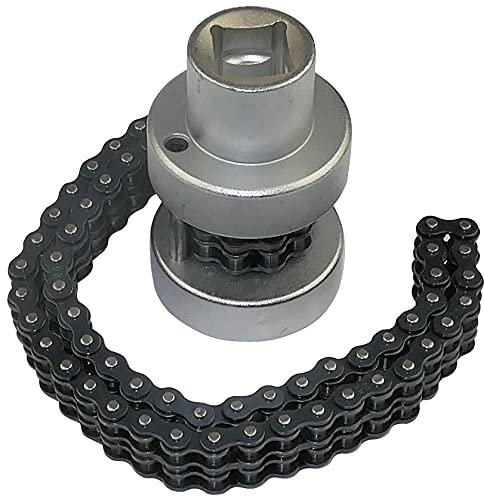 Aerzetix - Chiave a catena doppia per filtro olio regolabile con bussola 1/2'' - 230mm - in acciaio Cr-V - C47244