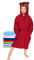 Twinzen - Kinderbademantel Mädchen oder Junge - 100% Baumwolle Ohne Chemikalien OEKO-TEX® - 2 Taschen, Gürtel, Kapuze mit Ohren - 5-6 Jahre, Rot, Size6