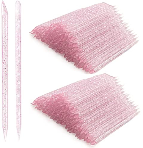 YSAFAI 200 PCS Disposable Nail Stick Cuticle Pusher bulk Nail Care Sticks Cuticle Manicure and Pedicure Stick for Fingernail Cleaning Cuticle Stick (Pink)