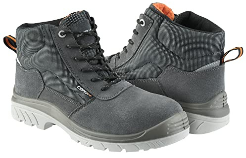 Bellota 72309GJS1P44 - Bota de Seguridad Comp+ Gris S1P de Hombre y Mujer (Talla 44) de Piel Serraje Transpirable, Acolchada y con Zonas Reforzadas Antiabrasión