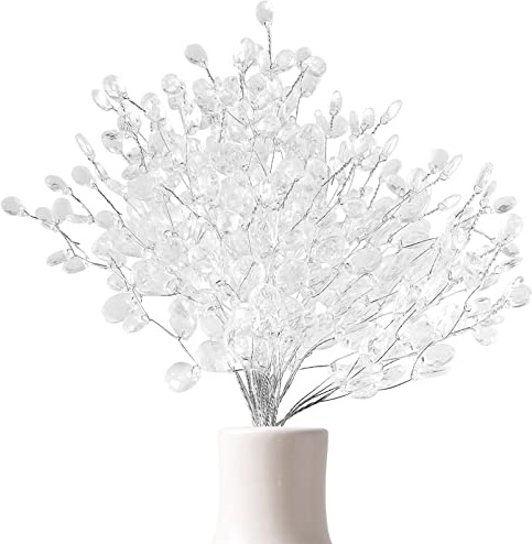TOYANDONA 50 Pezzi Mazzi Di Fiori Artificiali Con Perline Acriliche Gocce Di Fiori Di Cristallo Stelo Rami Plettri Nuziali Stringa Di Perline Decorazione Per Artigianato Fai Te Di Nozze