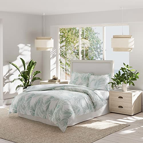 Tommy Bahama- Queen Duvet Cover Set, Reversible Cotton Bedding Set with Matching Shams, Coastal Inspired Bedding Essentials (Canyon Palms Green, Queen)