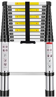 Escalera Telescópica 5 Metros de Aluminio Extensible y Plegable | Compacta, Ligera, Portátil y Antideslizante | Ideal para Uso Doméstico, Profesional, Reformas, Jardín, Taller, Alturas