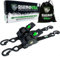 Correas de amarre con trinquete retráctiles (Paquete de 2): resistencia a la rotura de 540kg, incluye (2) correas de amarre retráctiles automáticas definitivas de 2.5cm x 3m con asas acolchadas- Negro