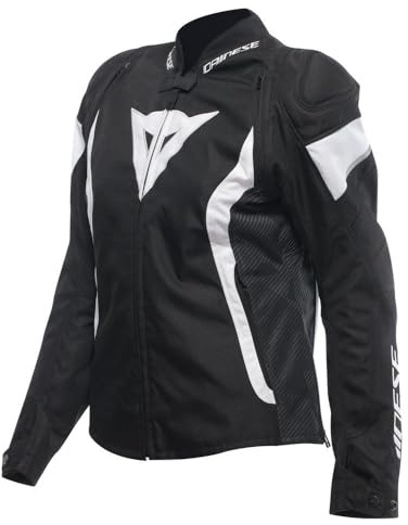 Dainese Avro 5 Tex Jacket Wmn, motorcykeljacka i tyg, med skydd, dam, svart/vit/svart, 46