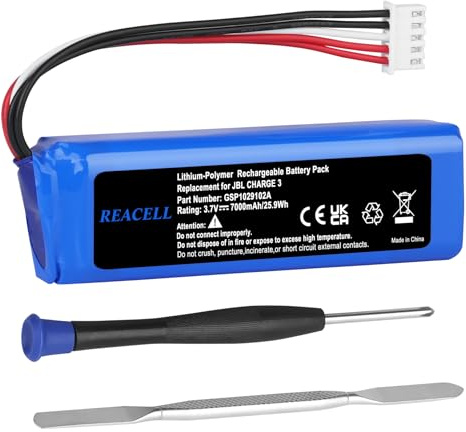 REACELL 3.7V 7000mAh Ersättningsbatteri för JBL GSP1029102A Kompatibelt med JBL Charge 3 2016 Version Litiumbatteri
