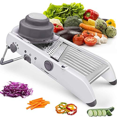 Skivmaskin，6 i 1 skivare i rostfritt stål， Justerbara spiraliserare Manuella rivjärn Skivmaskiner Grönsak Julienne Slicer Hackare Hackare Matrivjärn för frukt，