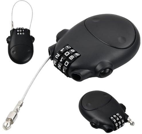 Câble antivol extensible de 75 cm - Câble en acier - Cadenas à combinaison avec 3 disques à chiffres - Cadenas de sécurité pour bagages, valises, vélos, poussettes, sac à dos - Noir