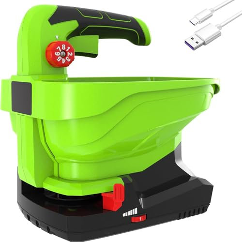 Épandeur d'engrais portatif, épandeur de graines de pelouse électrique sans fil de 3,3 L, épandeur de sel alimenté par batterie de 4,0 Ah, débit variable, autonomie en veille de 2,5 h 4Ah Battery*2