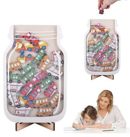 YunBey Pot de Récompense Tableau De Recompense pour Enfant Voiture de Récompense avec des Jetons de Balle Reward Jar pour Garçons Filles Maison Classe (Couleur)