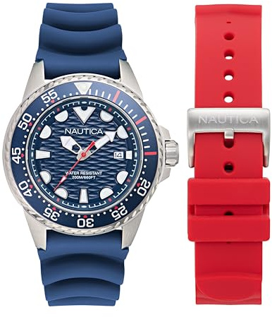 Nautica Reloj Analógico para Hombres de Cuarzo con Correa en Silicona NAPSDS504