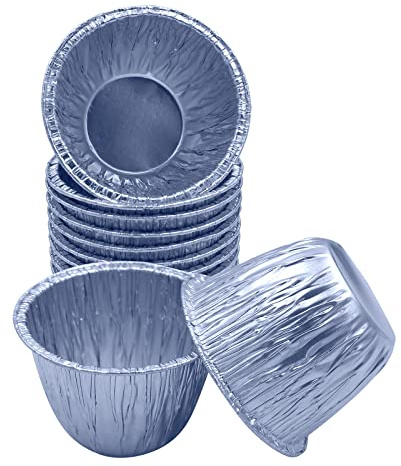 50 x Individual Small Aluminium Foil Pudding Basins, 170ml Muffins Moulds for Baking - Dariole Moulds, Round Recyclable Christmas Pudding Dishes for Baking, Cupcakes, Tarts & Muffins