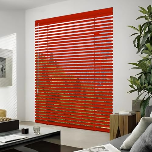 Aluminium Jalousie Horizontal Jalousien Für Fenster 25mm Lamelle nach Maß Breite 30 50 55 70 75 80 100 120 145 160cm für Fenster Venezianische Jalousette(Rot)