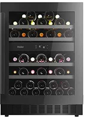 Haier Integrated 60cm Wine Cooler, 44 Bottle Capacity, Dual Temperature Zone, Black - HAKWBD 60 UK