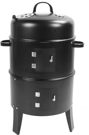 Fumeur de Charbon de Bois Vertical Portable 3 Couches en 3 Couches Fumeurs Barbecue Grill pour Marcher et Voyager